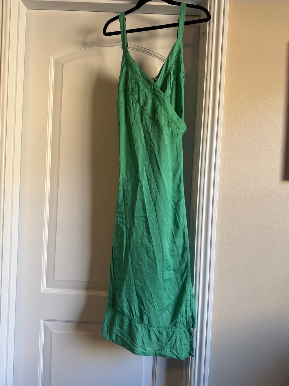 O’Neill Emerald Green Wrap Midi Dress Boho Resort Sundress Size L